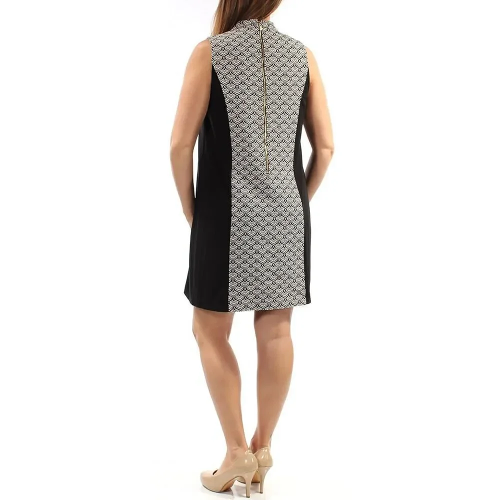 Kensie Women's Scale Brocade Mock Neck Retro Mini Shift Dress Women's XS - Picture 2 of 10